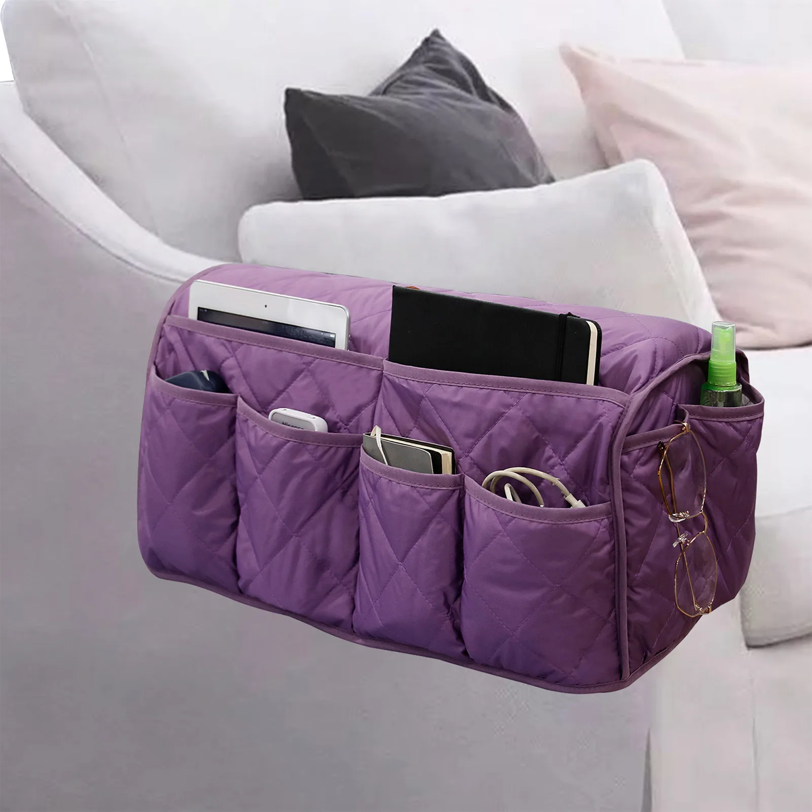 Sofa Side Organizer Caddy 14 Pockets Sofa Armrest Organizers  Proof for Remote Control Book Tablet