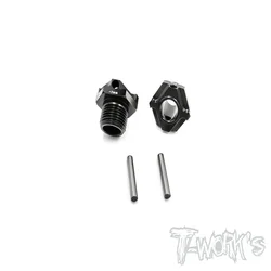 Original T works TO-245-M2 Black Hard Coated 7075-T6 Alum.Light Weight Wide Offset Wheel Hub +2mm ( For Mugen MBX6/7/7R/ Rc part