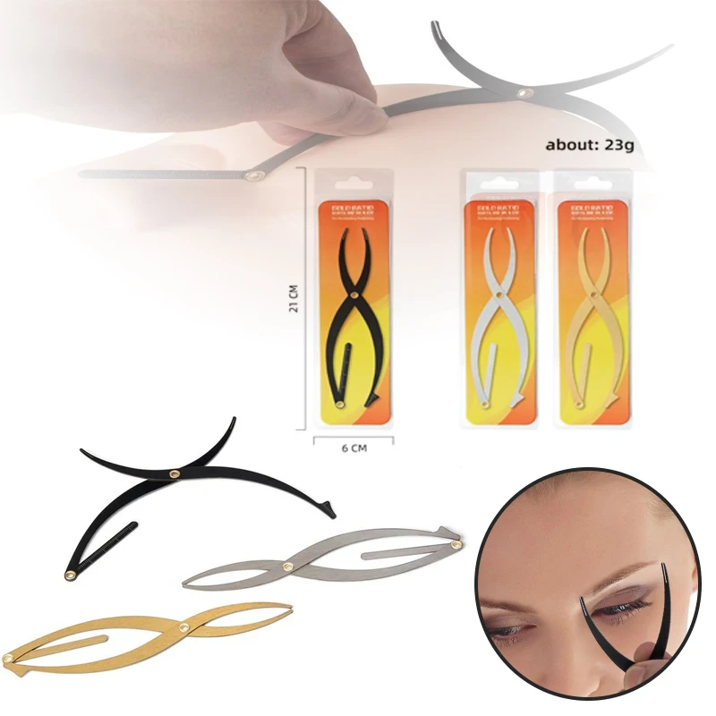 

1 Pcs Black Gold Silver Proportional Stainless Steel Ruler Eyebrow Stencils Golden Ratio Measure Microblading Positioning Tool