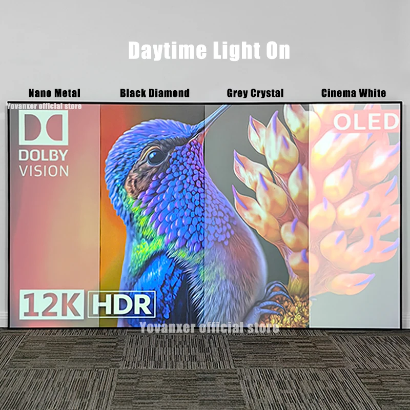 Big Size 150'' ALR Black Diamond Projector Screen Ambient Light Rejecting Fixed Frame Projectoin Screen 8K 3D Projection