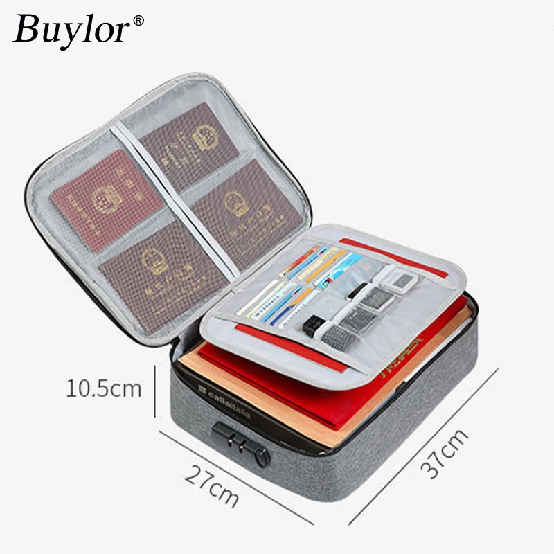 Buylor Travel Document Storage Bag Box Multifunctional Passport File Storage Bag Large Capacity Travel Bag Oxford Sorting Bag ﻿