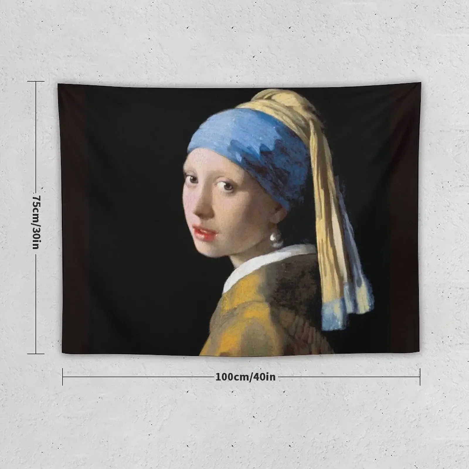 VERMEER : Vintage 1700 Girl With A Pearl Earring Painting Print Tapestry Bathroom Decor Bedroom Decor Tapestry