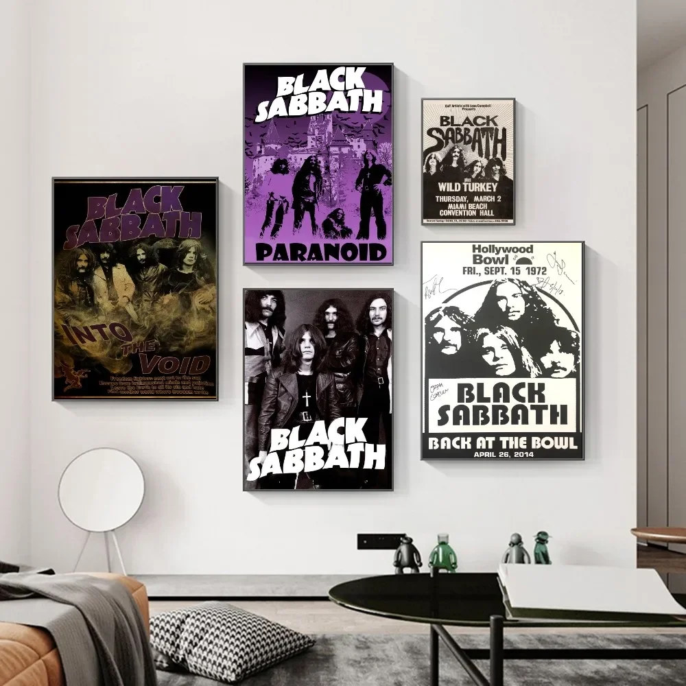 Retro Print Poster Paper Waterproof High Quality Sticker Black Sabbath Band Music Poster Home Living Room Bar Wall Decoration