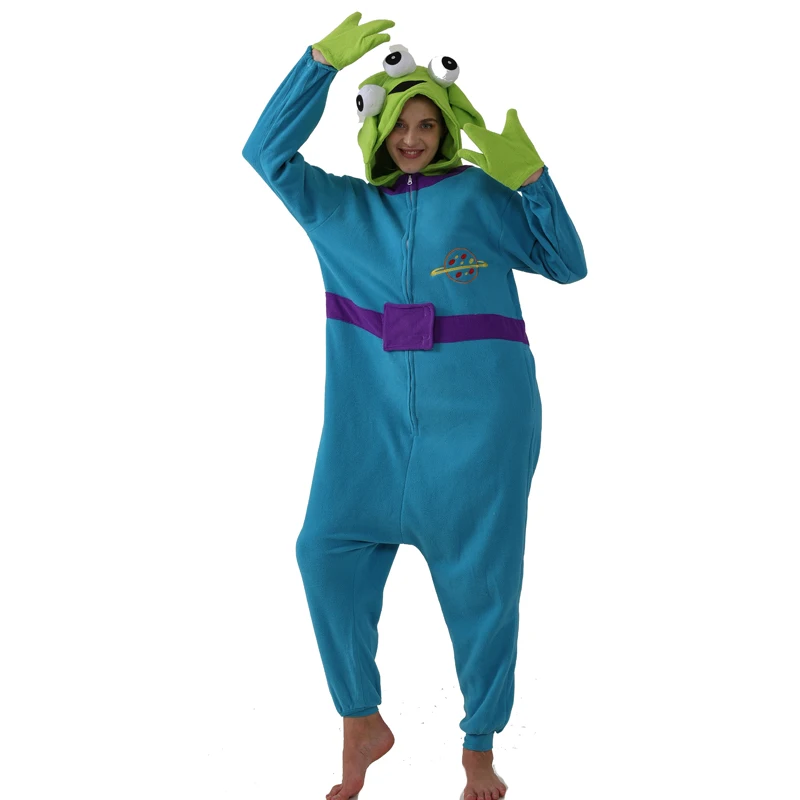 Fleece Full Body Clothes Alien Kigurumi Onesies For Adults Cosplay Costume Anime Sleepwear One-Piece Pijamas Christmas Halloween