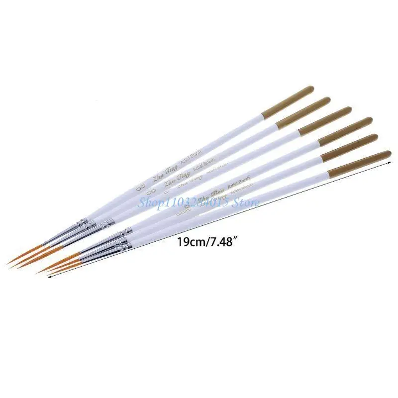 6 Stücke Runde Pinsel Haken Linie Stift Künstler Nylon Haarfarbe Set Zeichnen Malerei Handwerk
