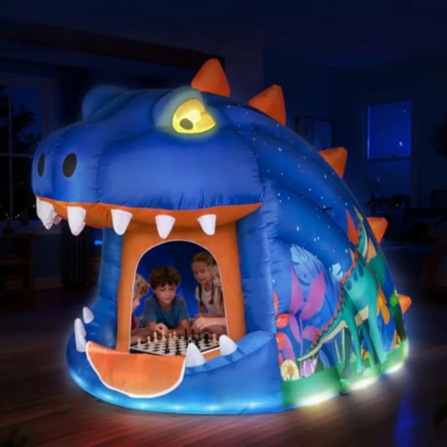 

Dinosaur Sensory Tent for:8.2ft Inflatable Light-Up Tent, PVC Material, Blue-Green, Calm Space for Autism Support