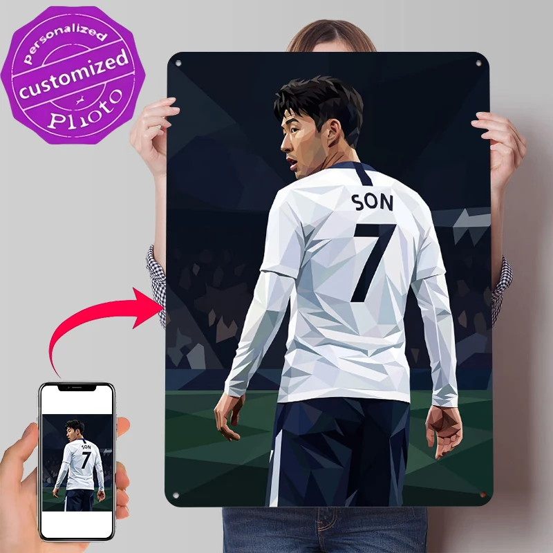 Son Heung-min Soccer Player Metal Poster Customized Wall Art Retro Vintage Tinplate Signs for Bedroom Decoration Room Decor Men