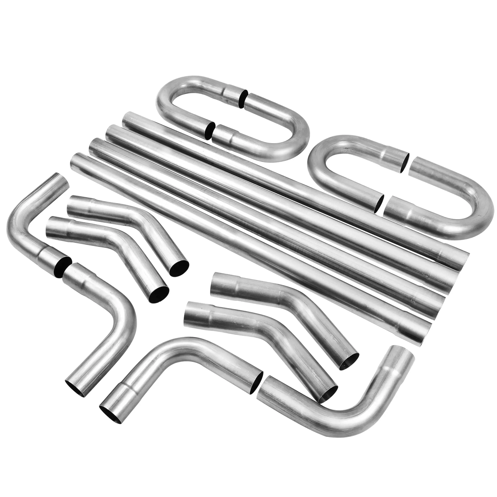 

2.5" Custom 16PCS Exhaust Kit Universal Stainless Steel Mandrel Bend Pipe Straight U Exhaust Bend Kit