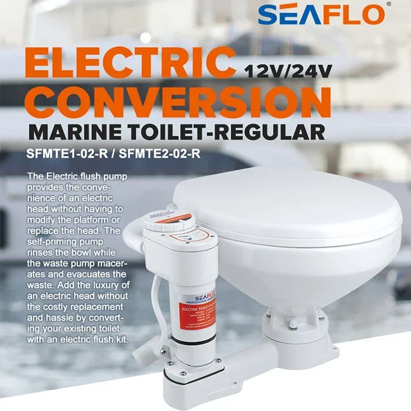 SEAFLO 12V 24V Electric Manually Marine Toilet Pump Replacement Ceramic Bowl Boat Toilet Marine System Flush Pump For Container