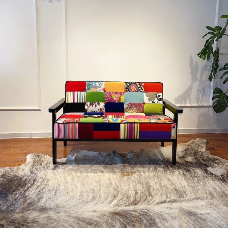 

Nordic modern small apartment living room double sofa B & B solid wood pastoral reading leisure chair