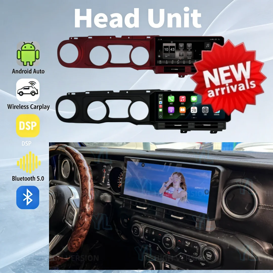 

Carplay Android Screen 12.3Inch For Jeep Gladiator Wrangler JL 2018-2023 Car Multimedia Player GPS Naviga Car Radio Head Unit BT