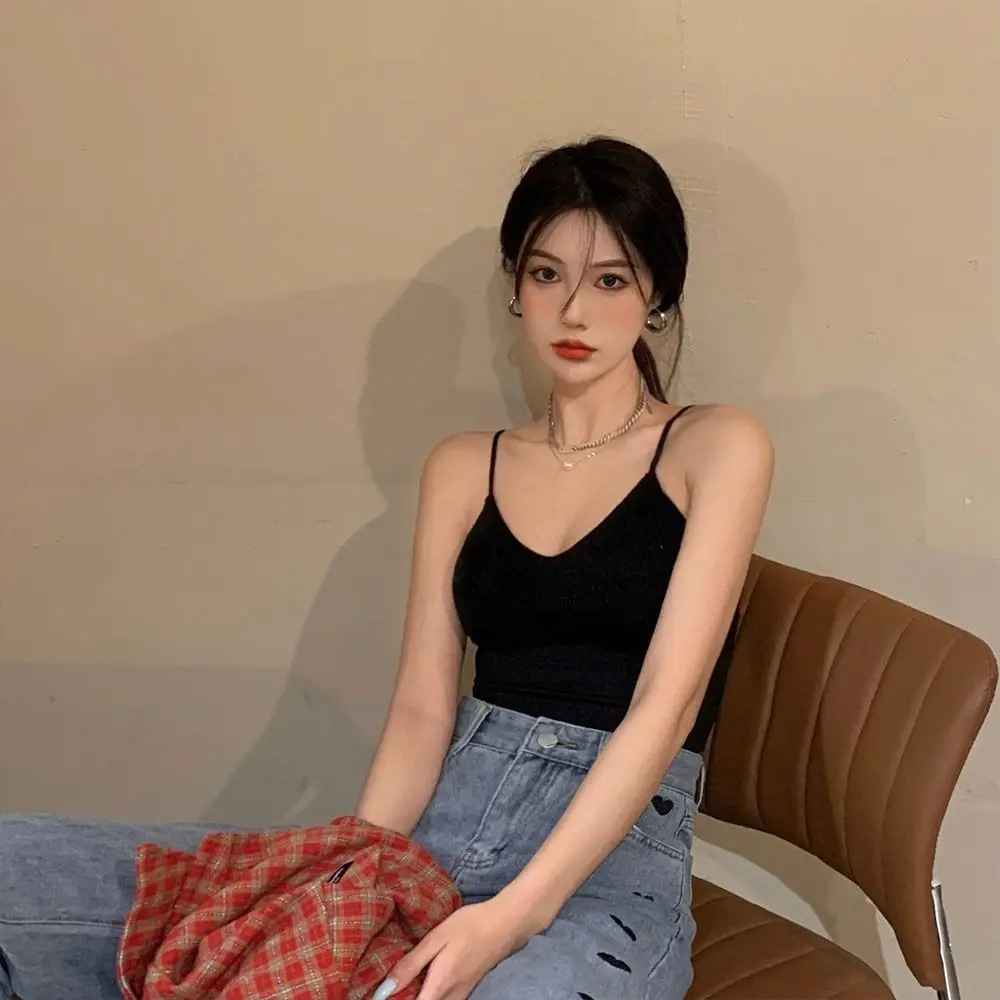 Sexy Slim Fit Women's Tank Top with Chest Pad Sleeveless Outerwear Base Layer Camis Crop Top Gifts