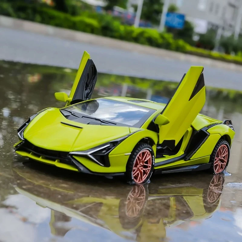 1:32 SIAN Super Sports Car Lightning Alloy Simulation Car Model with Liftable Rear Wing Desktop Car Ornament Light Sound