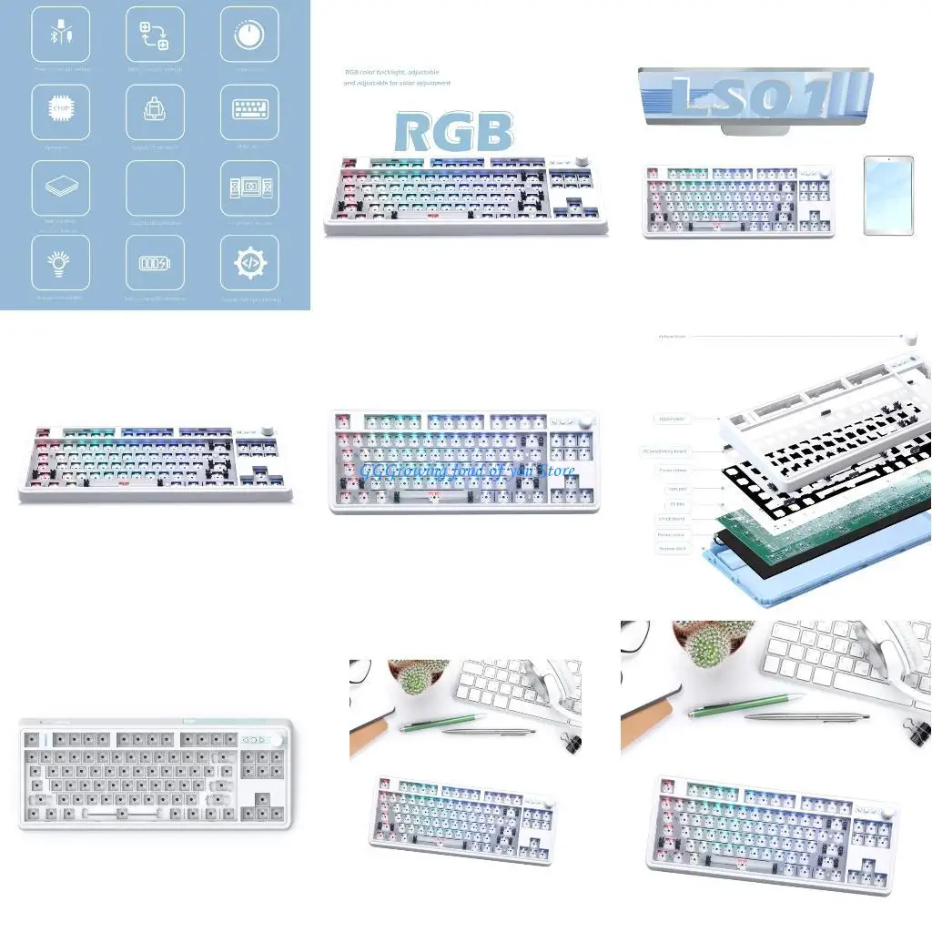 

H9EB LS01 Mechanical Keyboard Gaskets Hot-swappable 2.4G Wirelessly Customized with RGB Backlights Keyboards