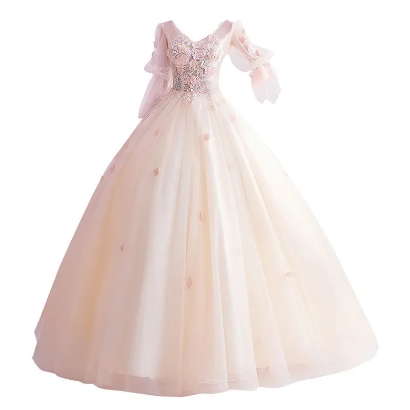 

Свадебное платье подружки невесты Женские платья для особых случаев Бисероплетение Цветы Многоуровневое кружево с вышивкой Элегантный выпускной вечер