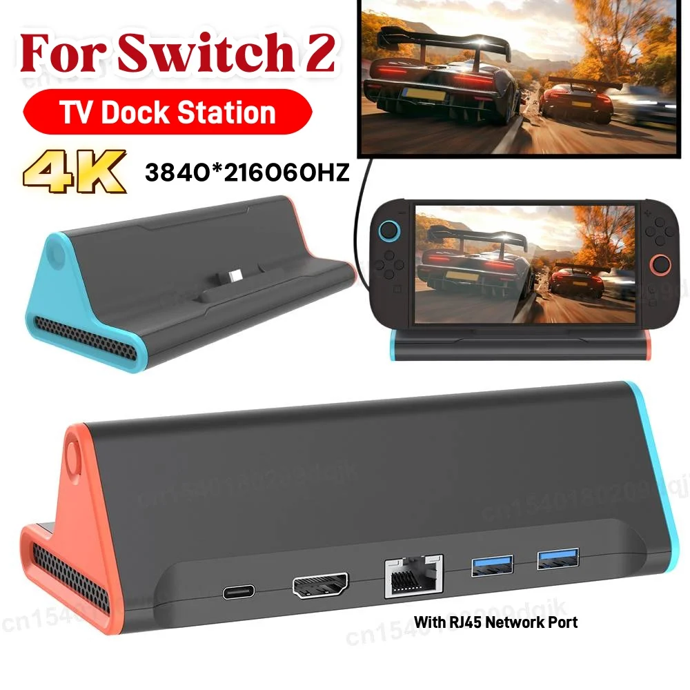 For Switch 2 TV Docking Station Game Console Charging Dock Stand Base With HDMI-Compatible Output/Type C Port/USB Port