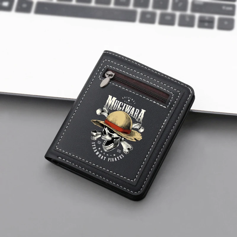 

One Piece Men Wallet Zipper Coin Purse Bank Card Billfold Luffy Zoro Brook Anime Cartoon Driver License ID Cards Cover Kids Gift