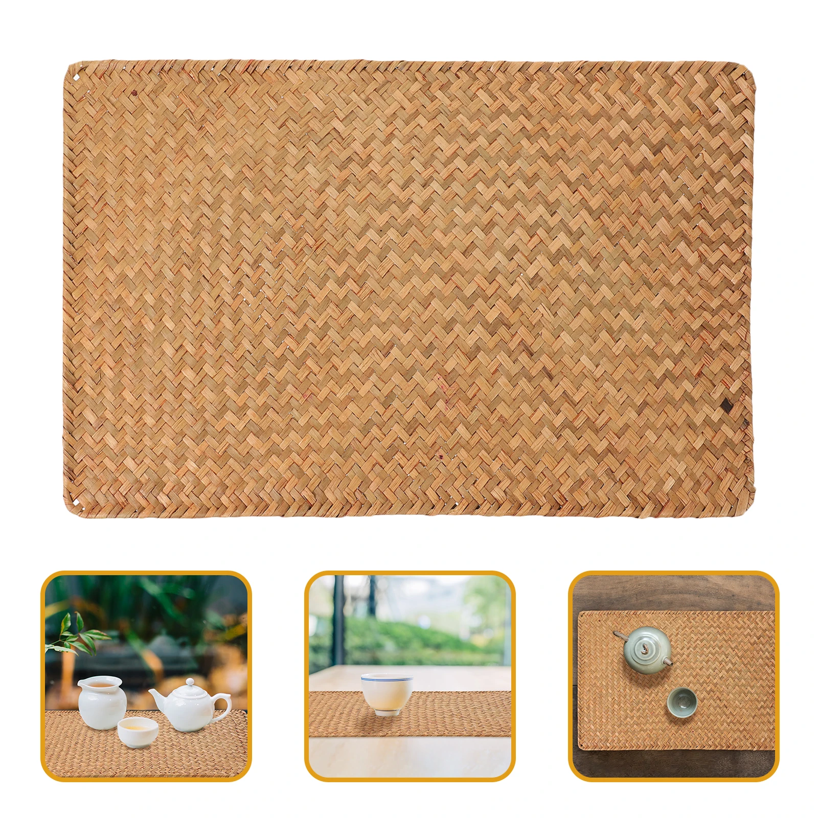 

Creative Woven Placemat Non-Skid Cutlery Mat Long-Lasting Use for Home Restaurant Woven Placemat Farmhouse Coaster