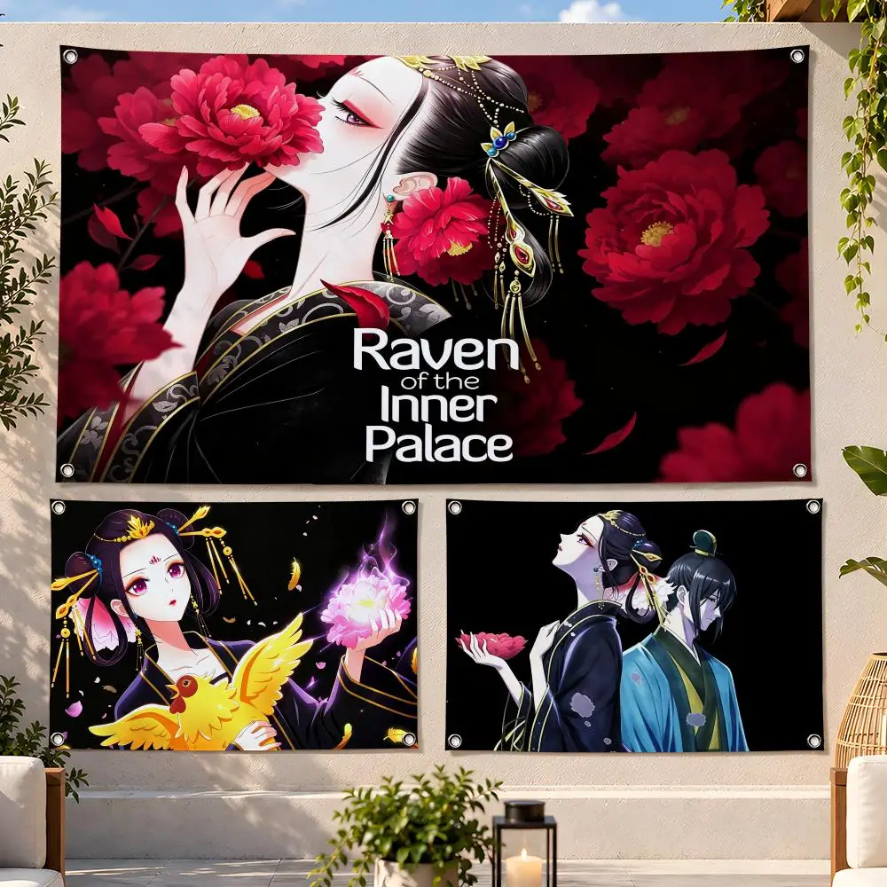 Anime Raven of the Inner Palace Flags Fan Flag Banner Wall Hanging Outdoor Yard Camping Dorm Garage Party Home Decor Gift