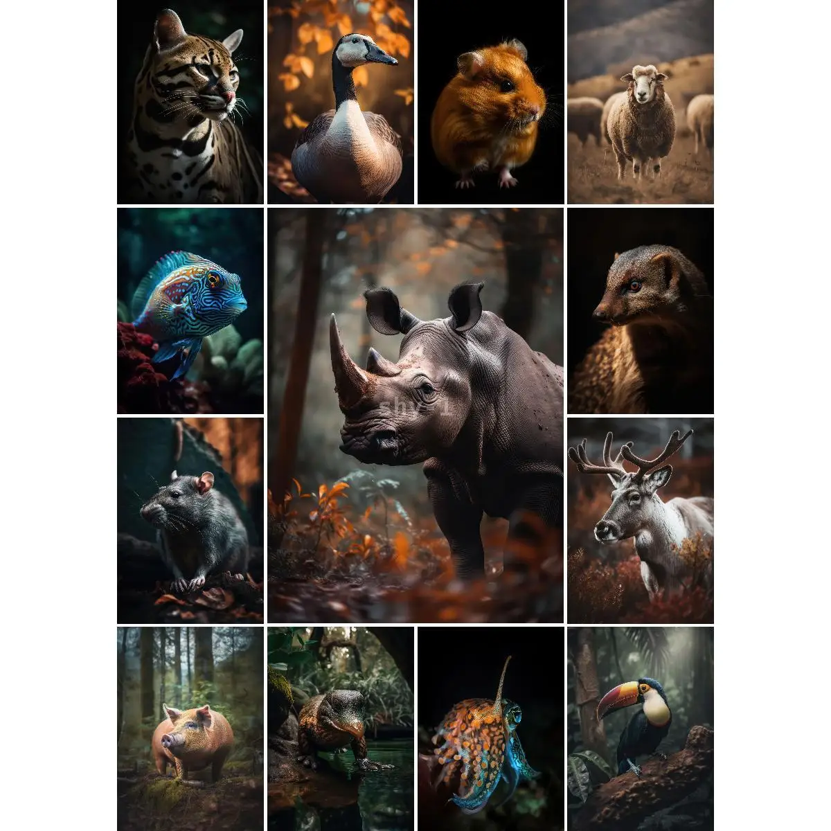 Magnificent Rhinoceros Poster  Nature  Travel Animal Print Wall Art for Home Decor