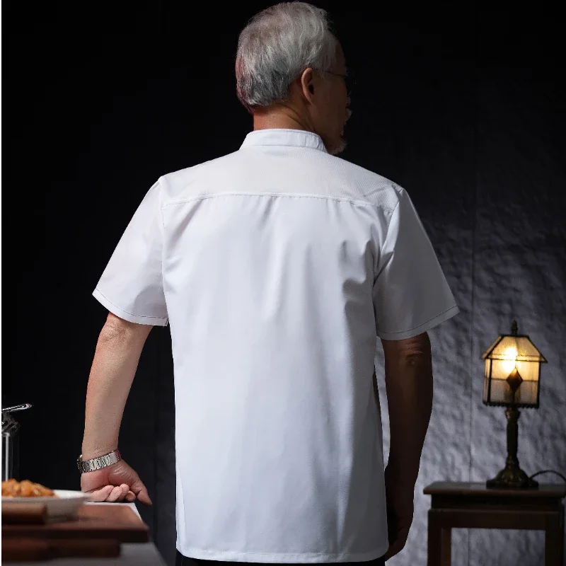 Man Chef Kitchen Jacket Restaurant Cooking Suit Pizza Short Sleeve Work Clothing Catering Equipment kitchen outfit Chef Shirts