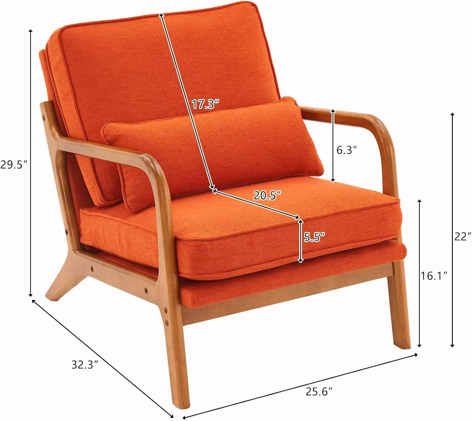 Burnt Orange Office Guest Reception Chair, Visitor Sofa for Lobby Conference Waiting, Accent Side Chair for Meeting Church
