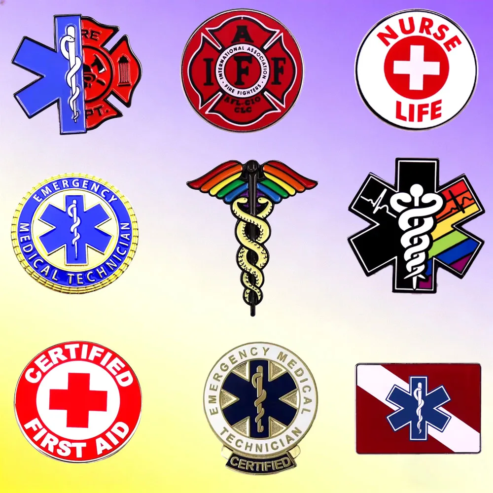 Rescue Logo Brooch Fashionable First Responder Firefighter Enamel Pin Doctor Nurse Clothing Accessories Backpack Decoration Gift