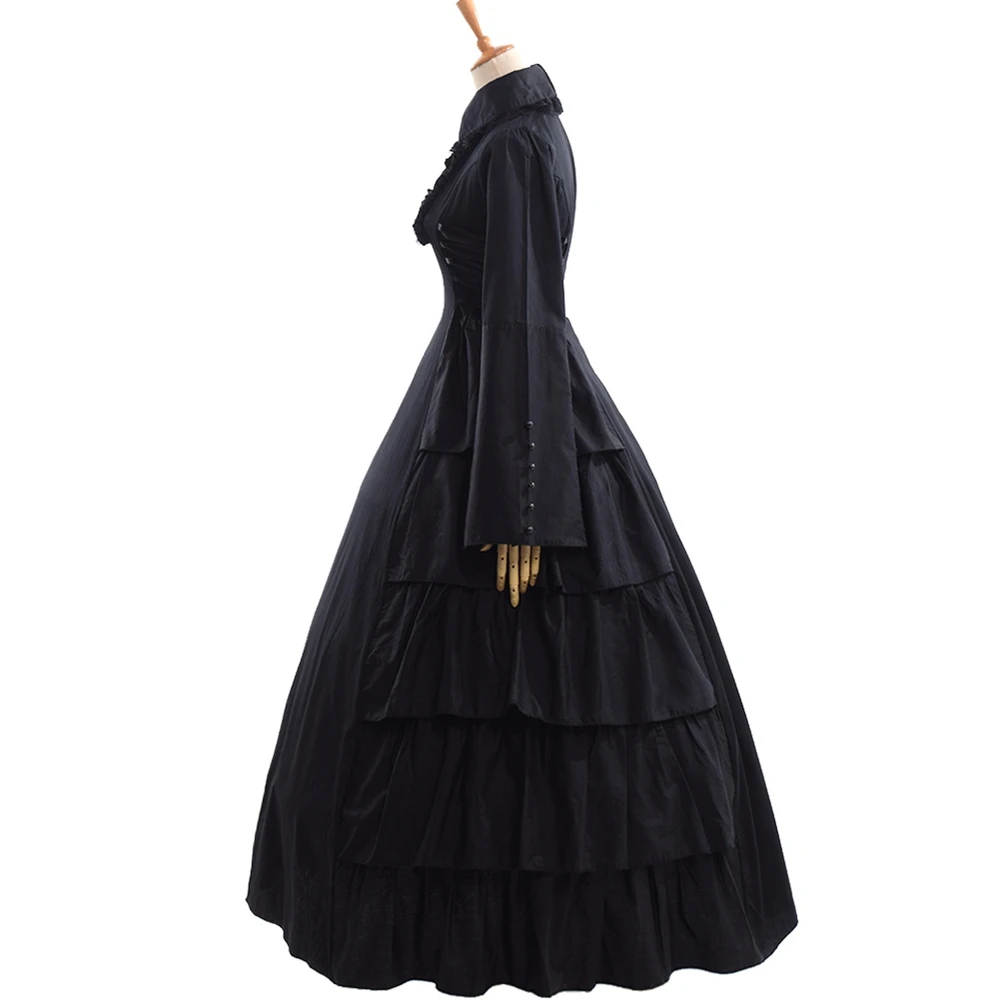 Black Gothic Victorian Dress Steampunk Medieval Renaissance Civil War Ball Gown Costumes