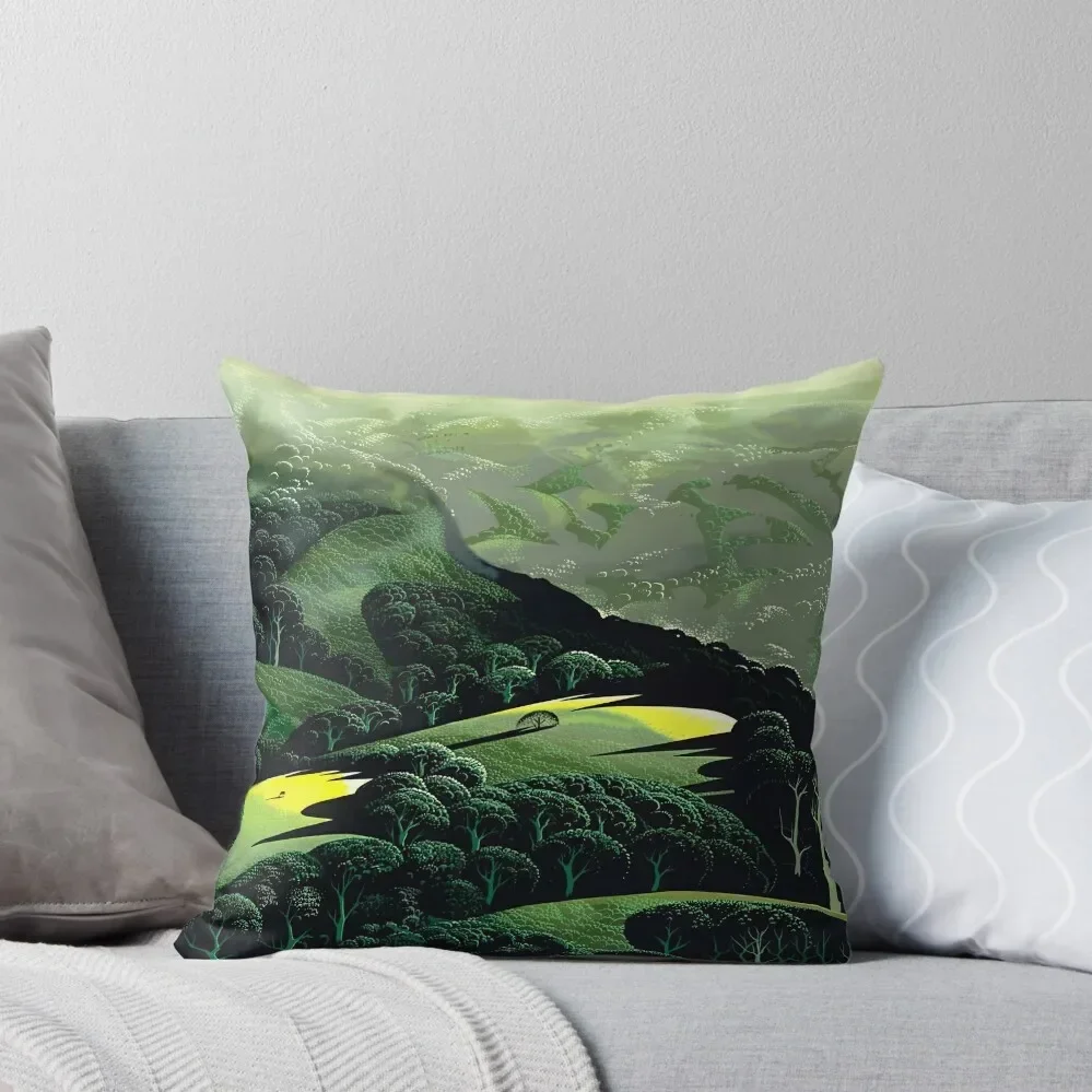 

Eyvind Earle, 1916-2000 United States, Original Paintings by Eyvind Earle, Eyvind Earle Magic Realism Throw Pillow