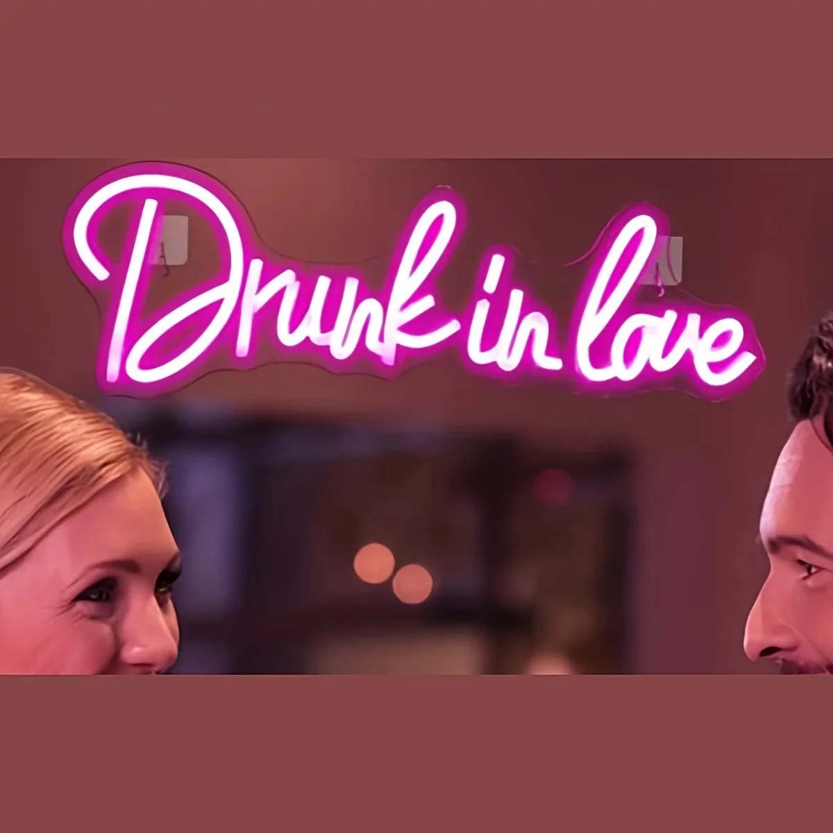 Drunk In Love Pink LED Neon Sign-Hanging Design for Bedroom, Wedding, Engagement, Anniversary, Party, Bar, Club, Gift for Lovers