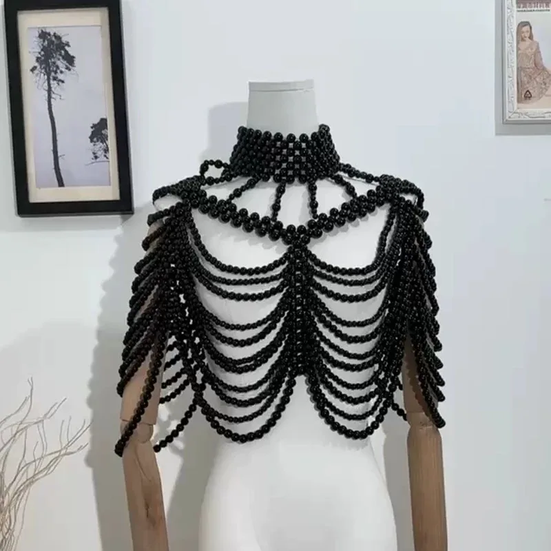 French Retro Handmade Pearl Necklace, Luxurious Accessories, Stylish Wedding Dress, Shawl, Trendy Outerwear Top