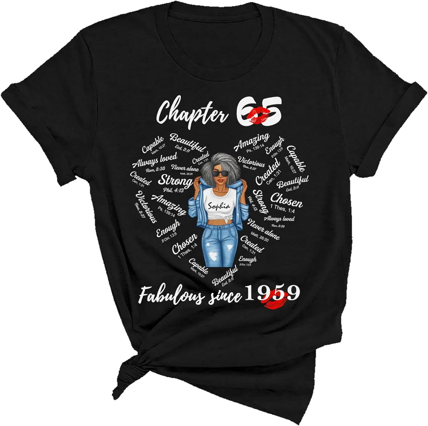 

Personalised 65 Years Birthday Gift Ideas Women’s 65th Birthday T Shirt Design Funny 65 Birthday Themes Multi
