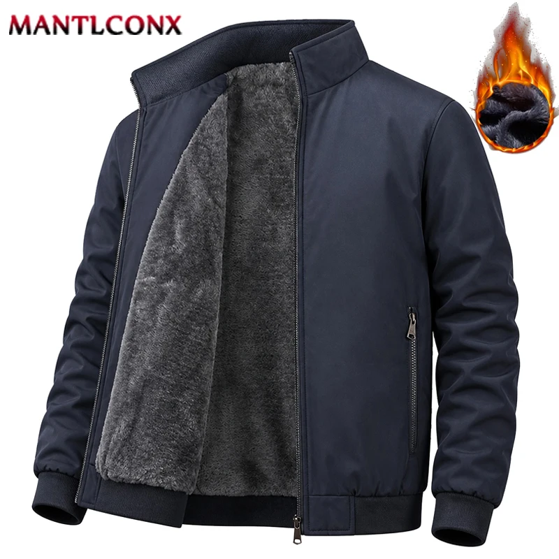 Neue warm gefütterte Winterjacke für Herren, lässiger Business-Büro-Mantel, winddicht, dick, warm, Herren-Winterjacke, Parka mit Fleecefutter