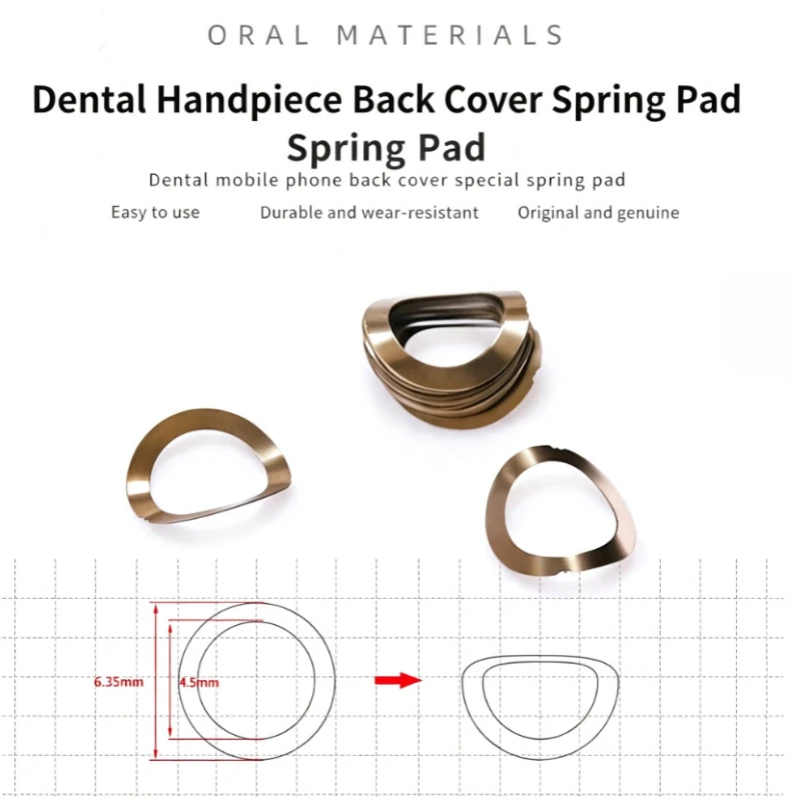 Dental Saddle Spring Pad for High Speed Handpiece Rear Cover Curved Turbine Back Cap Wear-resistant Metal Spring Shim Spare Part