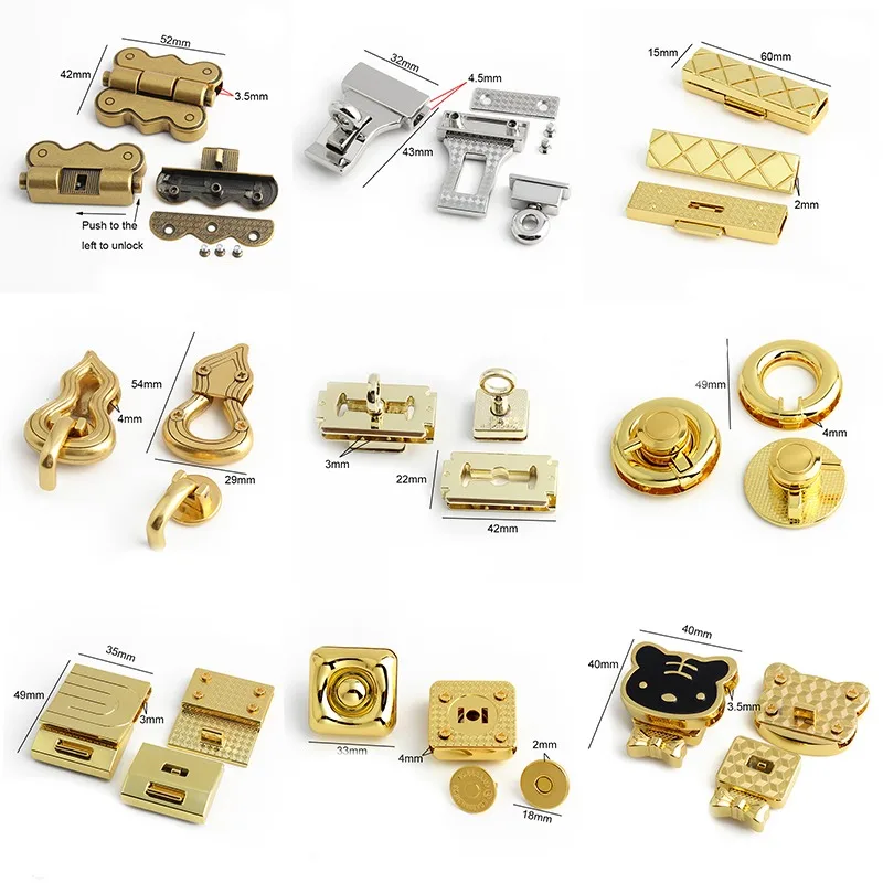 1-5PCS Rectangular Metal Handbag Twist Lock Rotatable Twist Lock Clasp Gift Boxes Crossbody Bags for Accessories  DIY Bag Making