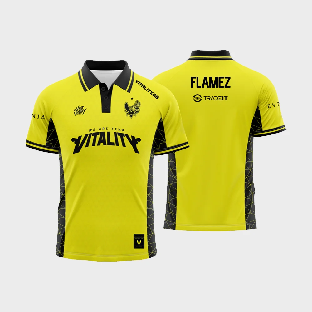 Custom Name Team Vitality Club 2025 POLO Shirt Uniform CS2 ZywOo Ropz Professional League Training Jersey Men's Short Sleeve Tee