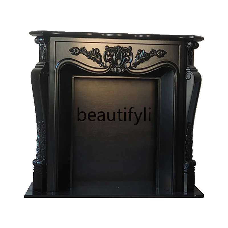 

French retro carved solid wood fireplace decoration American living room home porch cabinet rack