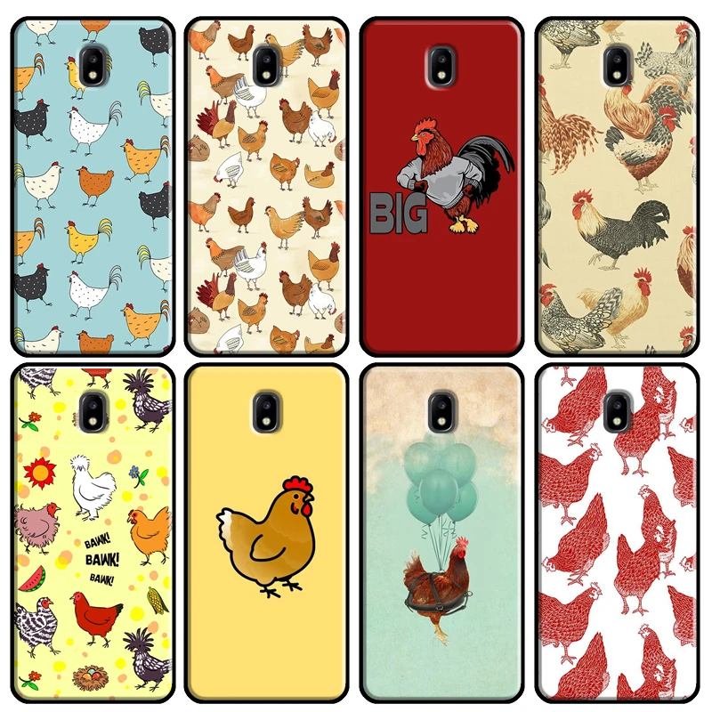 Funda de gallo de pollo con dibujos animados para Samsung Galaxy J7 J3 J5 2017 A3 A5 2016 J4 J6 A8 A6 Plus J2 Core J8 2018