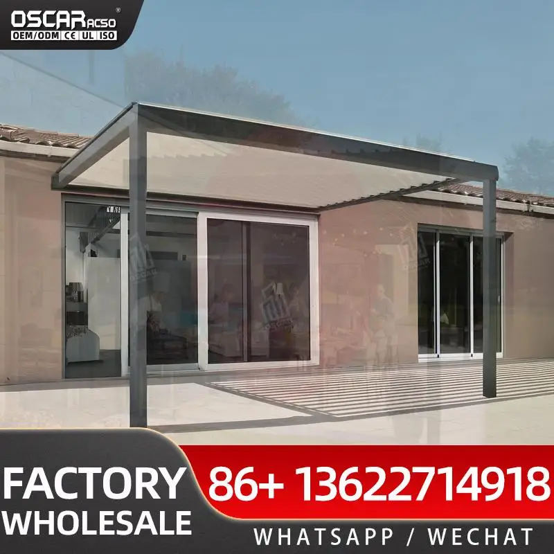 Estructura de aluminio motorizada, impermeable y con lamas orientables para jardín, terraza, piscina, sombra bioclimática, gazebo, pérgola.