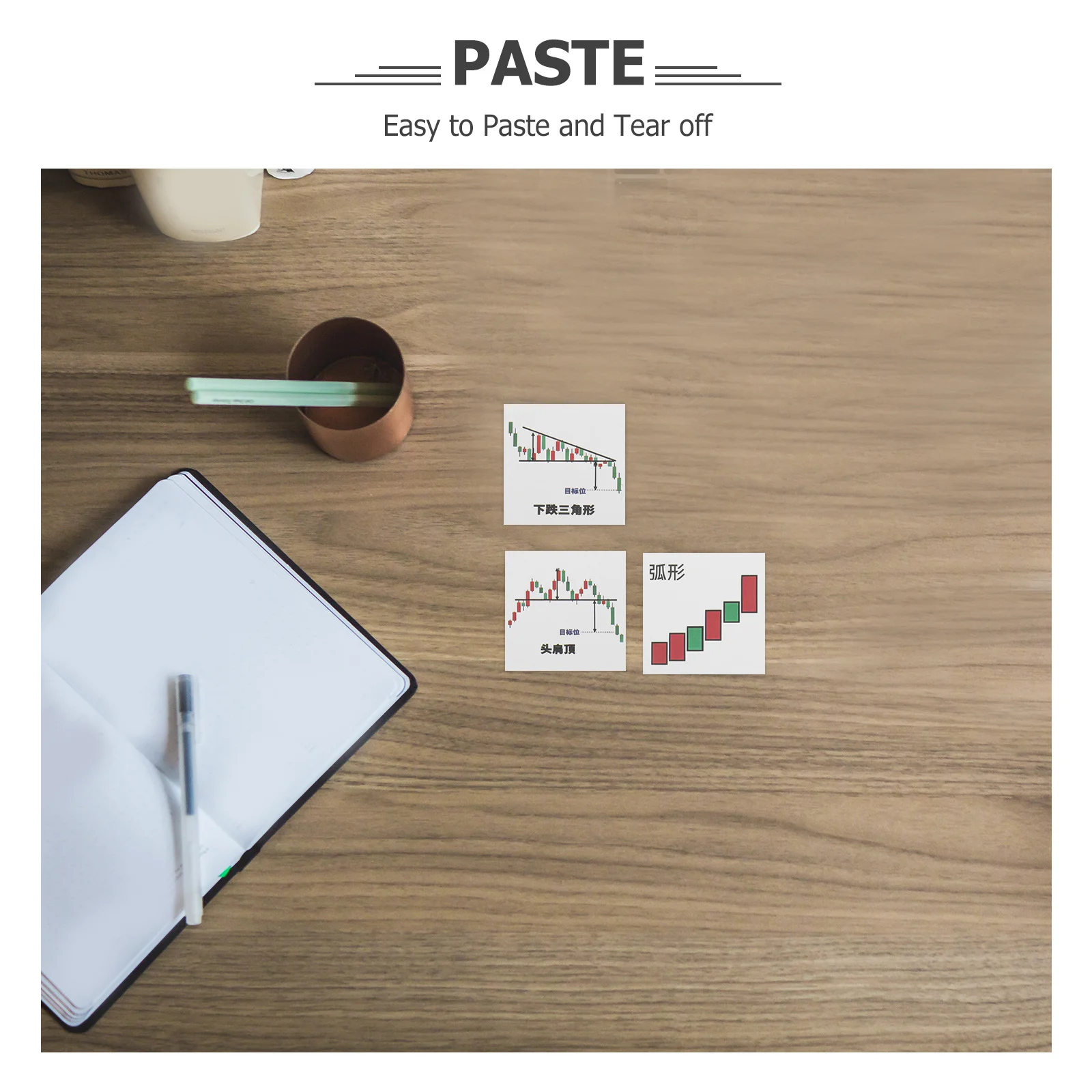 62Pcs Candlestick Chart Stickers Minimalist Aesthetic Design for Journaling Notebook Decoration Creative Stationery