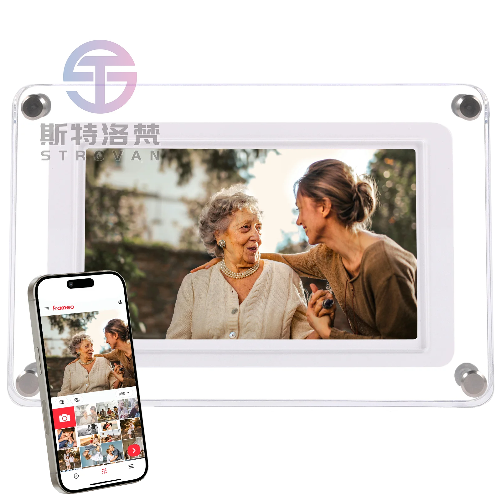 10.1 Inch WiFi Digital Video Frameo APP Acrylic Remote Control Touchscreen 32GB Memory 1280x800 IPS LCD Android 6.0 MP3 Support