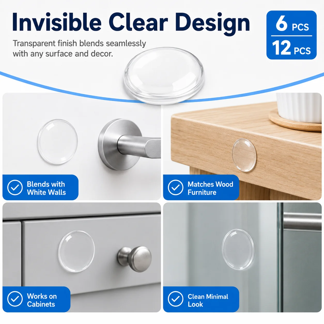 6/12PCS Home Anti Collision Pads Self Adhesive Furniture Bumpers Soft Shock Absorbing Cushion Fit Door Wall Cabinet Protection image 4