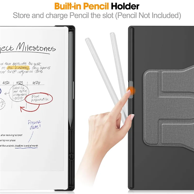 AED6-Case For Remarkable Paper Pro 11.8 Inch Protective Case With Pencil Holder-360°Rotating Protective Stand Cover