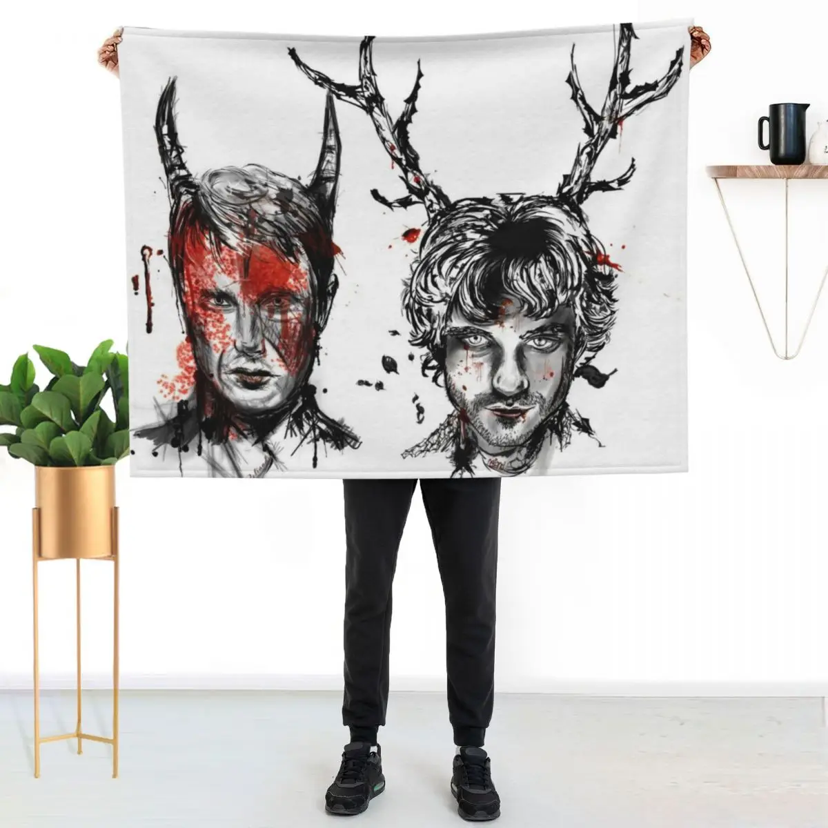 Will and Hannibal Throw Blanket Retros warm for winter Nap Giant Sofa Summer Beddings halloween Blankets