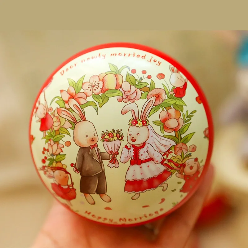 1PCS Cartoon Rabbit Dessert Tin Storage Box Small Round Seal Tea Cans Girls Bedroom Jewelry Case Metal Candy Packaging Gift Box