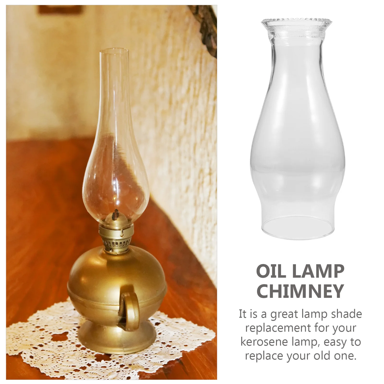 

Transparent Glass Lamp Cover Exquisite Workmanship Lantern Cover Replacement for Oil Lamp Dome Indoor Ambient Light