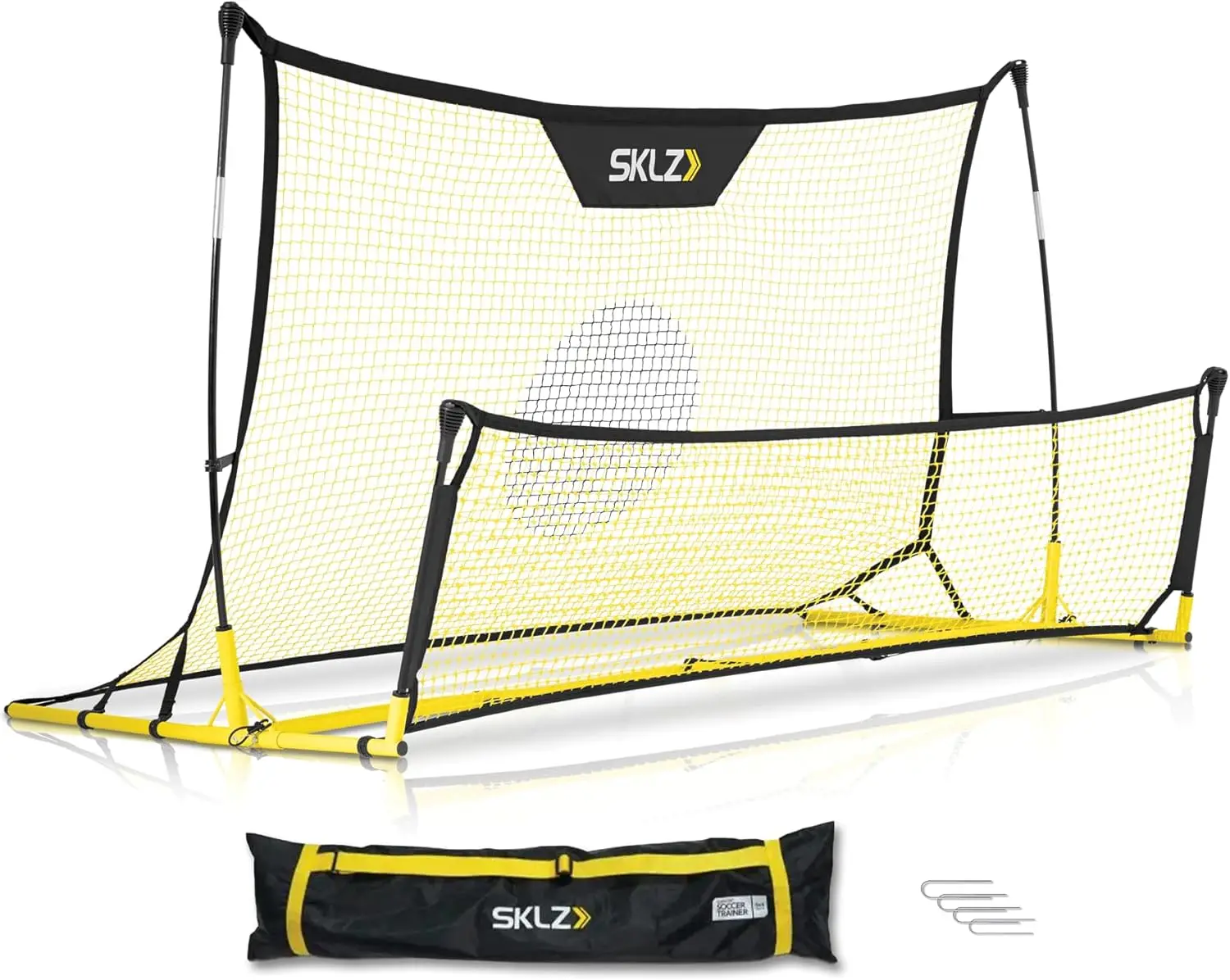 Soccer Trainer - Dual-Sided Ball Rebounder for Solo Passing, Receiving, Trapping Practice - Large & Small Rebound