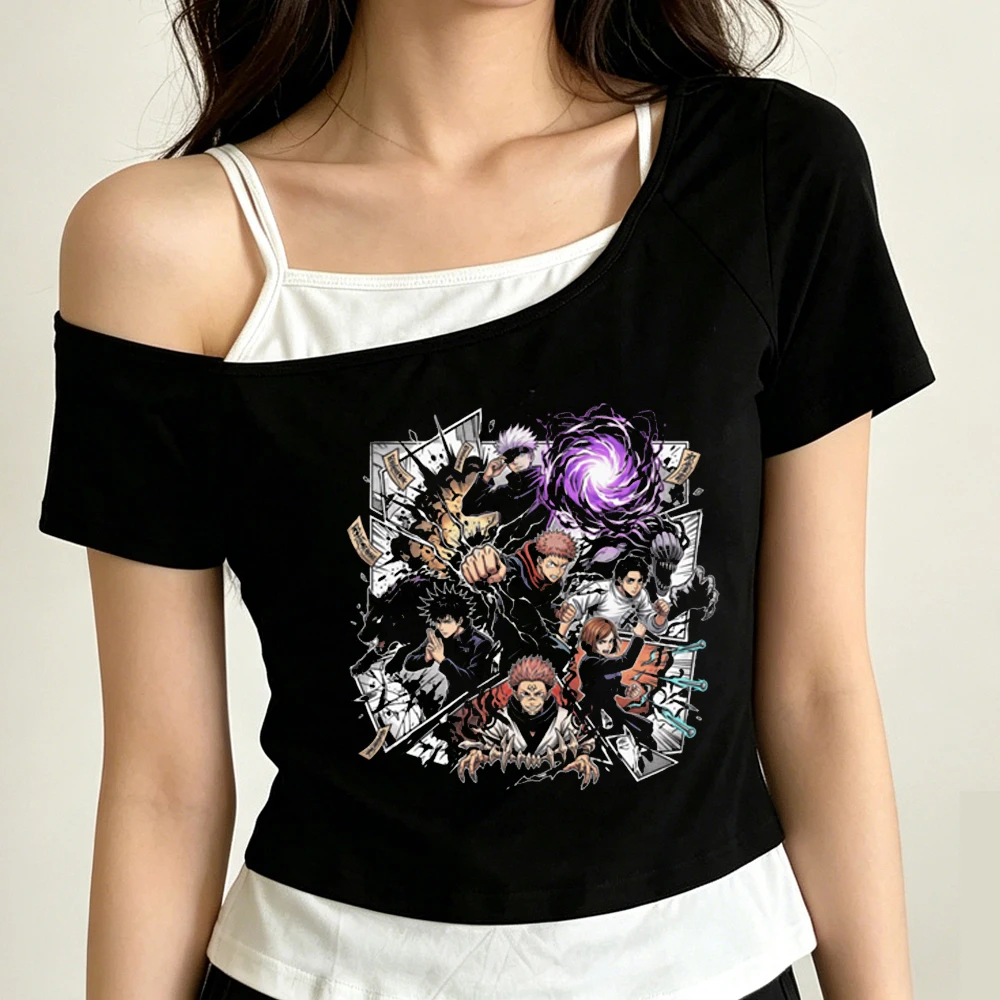 Jujutsu Kaisen crop top women cheap alternative  japan harajuku gothic top tees y2k cutecore gothic