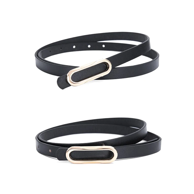 

New Minimalist Versatile Women's PU Thin Belt Metal Buckle Matching Belt Female Sweater Adjustable Waistband Dress Jeans Belt