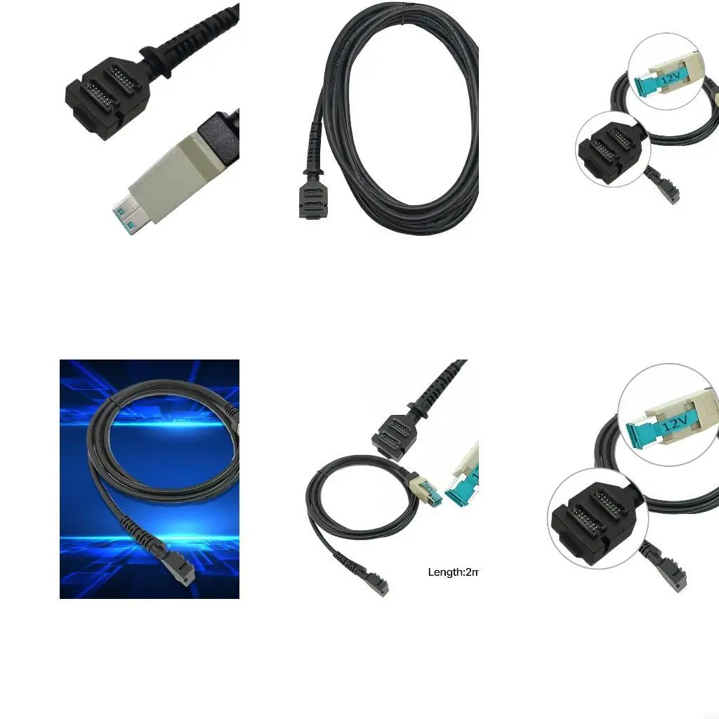 462E Double 14pin IDC Female Supply to 12V USB 8P Scanner Cable for Verifone VX820 Fast and Stable,12V USB8P, 2m/6.5ft
